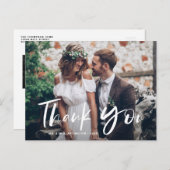 Brush Hand Lettered Foto Wedding Danke Postkarte (Vorne/Hinten)