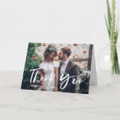 Brush Hand Lettering Wedding Foto Dankeskarte (Vorderseite)