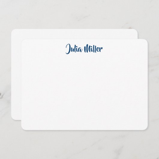 Brush Handwriting Script Personalisiert Navy Blue Mitteilungskarte (Vorne/Hinten)