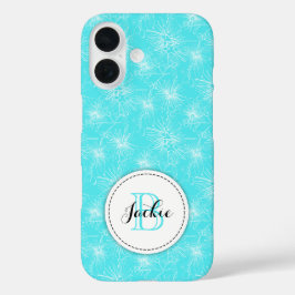 Brush Kirsche lilly floral Aqua iPhone Gehäuse 16 Hülle