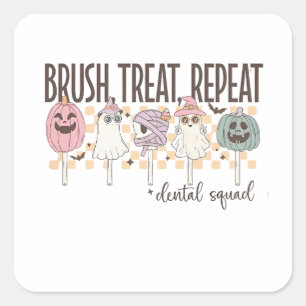 Brush Leckerei Wiederholen Zahnspange Funny Spooky Quadratischer Aufkleber