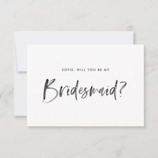 Brush Letter Mint wirst du meine Bridesmaid sein Einladung (Vorderseite)