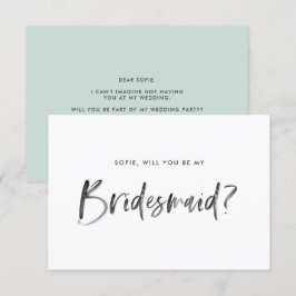 Brush Letter Mint wirst du meine Bridesmaid sein Einladung
