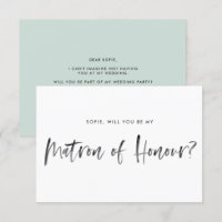 Brush Lettering Mint Be My Matron of Ehre