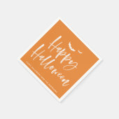 Brush Lettering Orange Happy Halloween Party Serviette (Ecke)