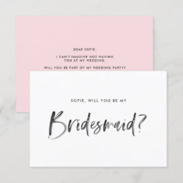 Brush Letting Pink werden Sie meine Bridesmaid sei Einladung