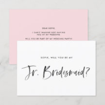 Brush Letting Pink werden Sie meine Jr Bridesmaid