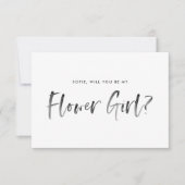 Brush Letting Pink wirst du mein Blumenmädchen sei Einladung (Vorderseite)