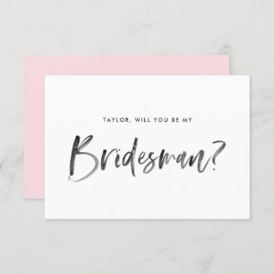 Brush Letting Pink wirst du mein Bridesman sein Einladung