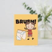 BRUSH - Mädchen mit Zahnstocher und Geschenke Postkarte (Stehend Vorderseite)