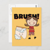 BRUSH - Mädchen mit Zahnstocher und Geschenke Postkarte (Vorne/Hinten)