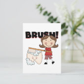 BRUSH - Mädchen mit Zahnstocher und Geschenke Postkarte (Stehend Vorderseite)