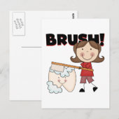 BRUSH - Mädchen mit Zahnstocher und Geschenke Postkarte (Vorne/Hinten)