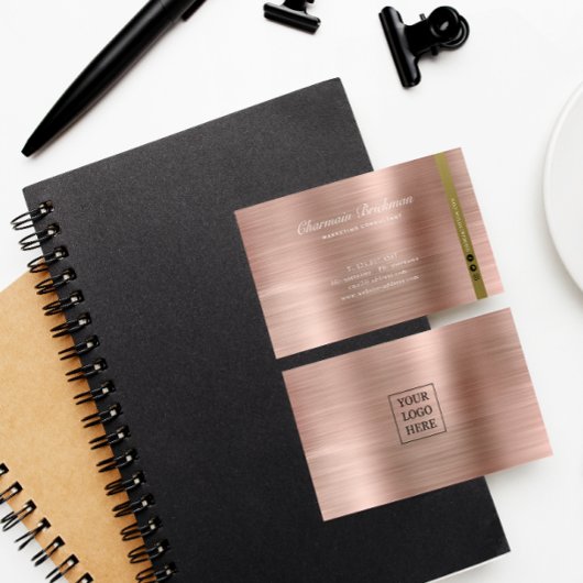 Brush Metallic Rose Gold Visitenkarte