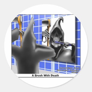 Brush mit todlustigen Halloween Cartoon Geschenke Runder Aufkleber