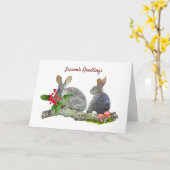 Brush Rabbits Saison's Greetings Card Karte (Gelbe Blume)