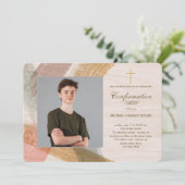 Brush Schlaganfälle Foto Bestätigung Einladung (Stehend Vorderseite)