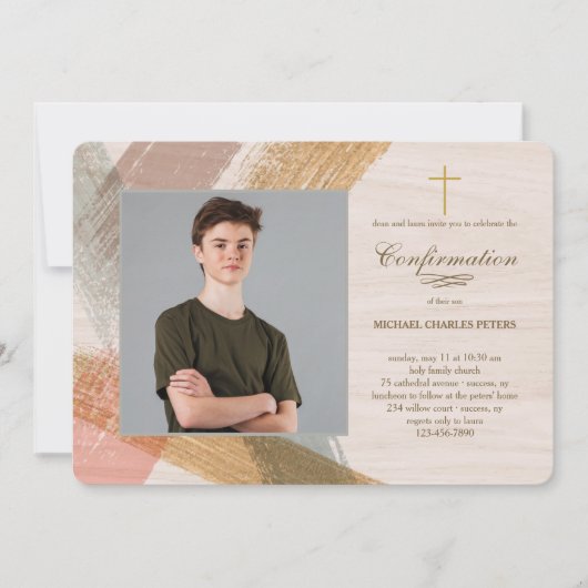 Brush Schlaganfälle Foto Bestätigung Einladung (Vorderseite)