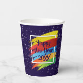 Brush Schlaganfälle Happy New Year 20xx Party Pappbecher (Rückseite)