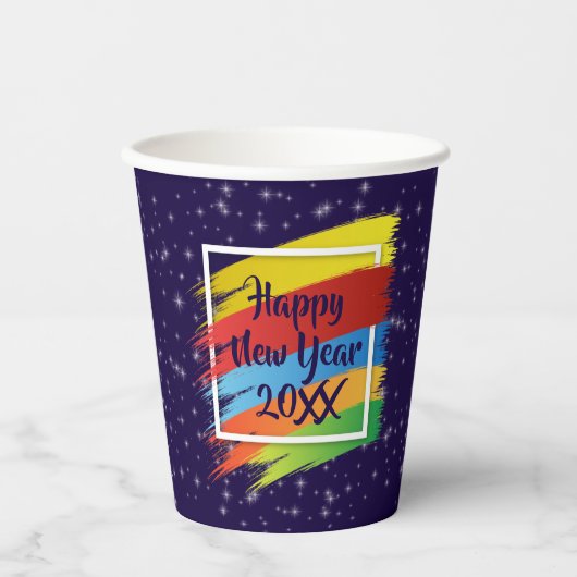 Brush Schlaganfälle Happy New Year 20xx Party Pappbecher (Vorderseite)
