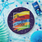 Brush Schlaganfälle Happy New Year 20xx Party Pappteller (Party)