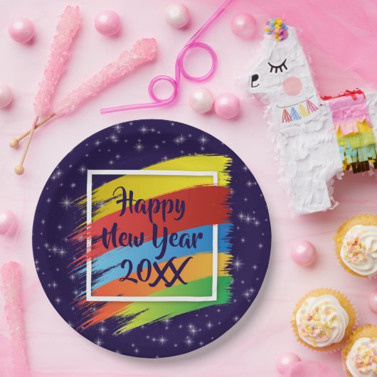 Brush Schlaganfälle Happy New Year 20xx Party Pappteller (Party)