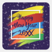 Brush Schlaganfälle Happy New Year 20xx Party Quadratischer Aufkleber (Vorderseite)