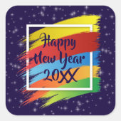 Brush Schlaganfälle Happy New Year 20xx Party Quadratischer Aufkleber (Vorderseite)
