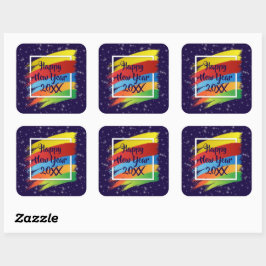 Brush Schlaganfälle Happy New Year 20xx Party Quadratischer Aufkleber