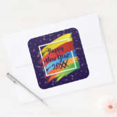 Brush Schlaganfälle Happy New Year 20xx Party Quadratischer Aufkleber (Umschlag)