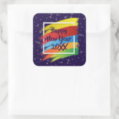 Brush Schlaganfälle Happy New Year 20xx Party Quadratischer Aufkleber (Tasche)