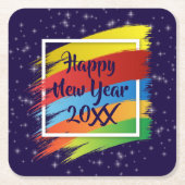 Brush Schlaganfälle Happy New Year 20xx Party Rechteckiger Pappuntersetzer (Vorderseite)