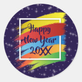 Brush Schlaganfälle Happy New Year 20xx Party Runder Aufkleber (Vorderseite)