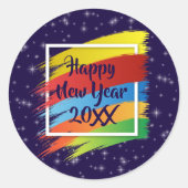 Brush Schlaganfälle Happy New Year 20xx Party Runder Aufkleber (Vorderseite)