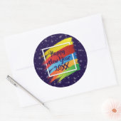 Brush Schlaganfälle Happy New Year 20xx Party Runder Aufkleber (Umschlag)