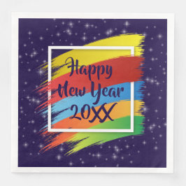 Brush Schlaganfälle Happy New Year 20xx Party Serviette