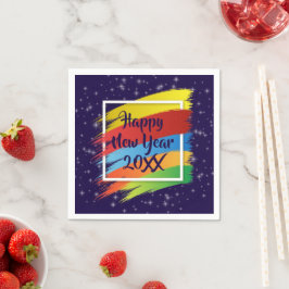 Brush Schlaganfälle Happy New Year 20xx Party Serviette