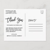 Brush-Schrift Liebe und Dank Hochzeit 4 Foto Postkarte (Rückseite)
