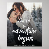 Brush Schriftart "Adventure starts" Hochzeitsempfa Poster (Vorne)
