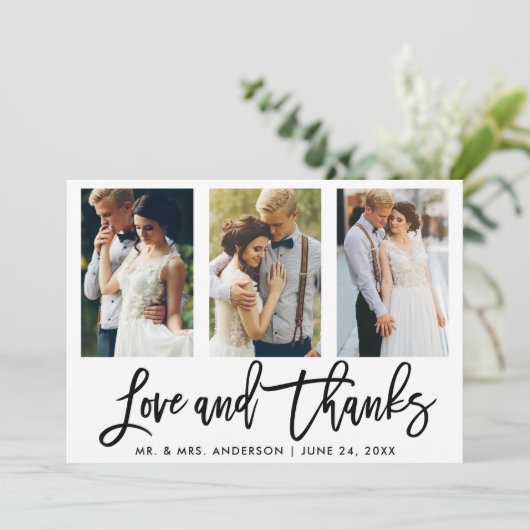 Brush Script 3 Foto Hochzeit Liebe und Danke (Stehend Vorderseite)