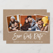 Brush Script 3 Foto Retten Unsere Date Kraft Card Save The Date (Vorne/Hinten)