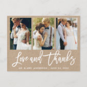 Brush Script 3 Foto Wedding Liebe dank Kraft Postkarte (Vorderseite)