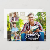 Brush Script 4 Foto Abschluss Ankündigung Postkarte (Vorne/Hinten)
