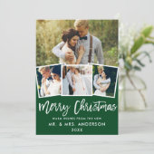 Brush Script 4 Foto Hochzeit Weihnachtskarte GS Einladung (Stehend Vorderseite)