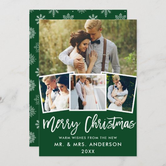 Brush Script 4 Foto Hochzeit Weihnachtskarte GS Einladung (Vorne/Hinten)