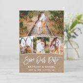 Brush Script 4 Foto Retten Unsere Date Kraft Card Save The Date (Stehend Vorderseite)
