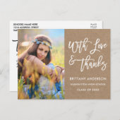 Brush Script Abschluss Liebe dank Kraft Postkarte (Vorne/Hinten)