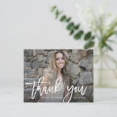 Brush Script Abschluss vielen Dank Postkarte (Stehend Vorderseite)