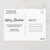 Brush Script Blue Kariert Couple Foto Christmas Postkarte (Rückseite)