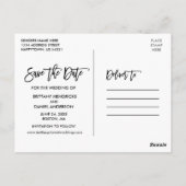 Brush Script Blue Wood Lights Foto Save the Date Postkarte (Rückseite)